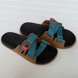 Chaco Z/Cloud Sport Hiking Sandals Teal Strap Orange Buckle Women’s